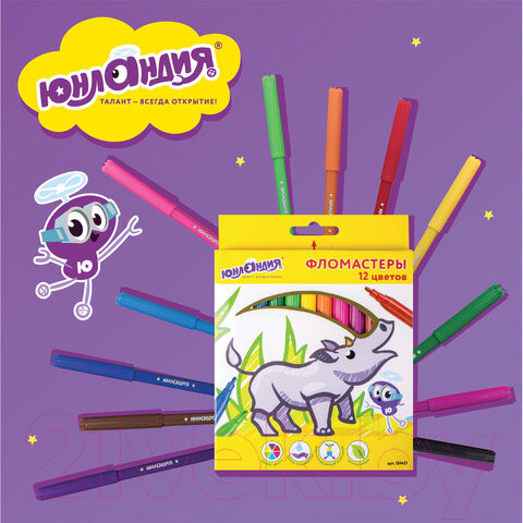 Изображение товара Фломастеры Юнландия Экзотика / 151421 (12шт)