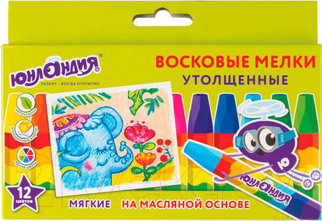 Изображение товара Восковые мелки Юнландия Юнландик и индийский слон / 227297 (12шт)