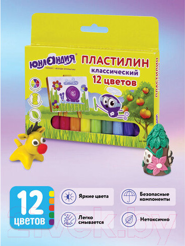 Изображение товара Пластилин Юнландия Юнландик-живописец 105029 (12цв)