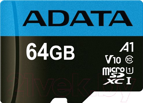 Изображение товара Карта памяти A-data Premier microSDXC 64GB + адаптер (AUSDX64GUICL10A1-RA1)