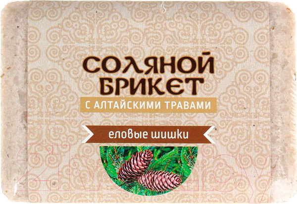 Изображение товара Соляной брикет для бани Соляная баня С алтайскими травами и еловыми шишками