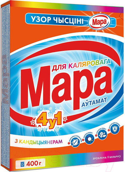 Изображение товара Стиральный порошок Мара Узор Чысцiнi для цветного 4 в 1 (400г, Автомат)