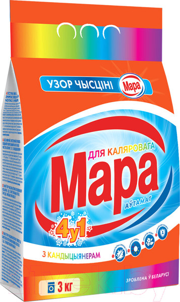 Изображение товара Стиральный порошок Мара Узор Чысцiнi Для цветного 4 в 1 (Автомат, 3кг)