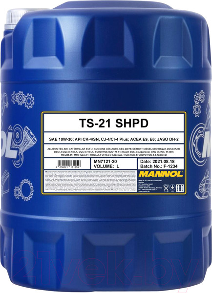 Изображение товара Моторное масло Mannol TS-21 SHPD 10W30 CK-4 / MN7121-20 (20л)
