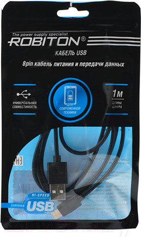 Изображение товара Кабель Robiton P7 Lightning SyncCharg (1м, черный)