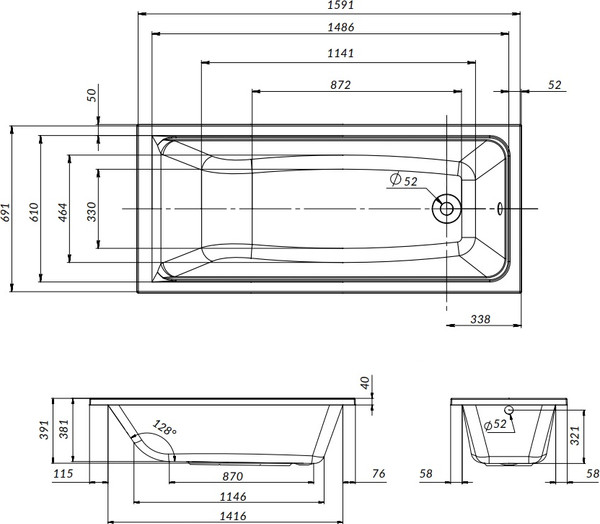 Изображение товара Ванна акриловая AM.PM Gem W90A-160-070W-A (с каркасом)