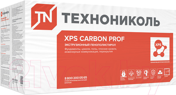 Изображение товара Экструдированный пенополистирол Технониколь XPS Carbon Prof 1180x580x40-L (упаковка)