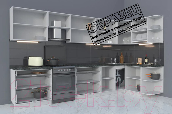 Изображение товара Кухонный гарнитур Интерлиния Мила Матте 1.5x3.6 Б правая (белый/луна/опал светлый)