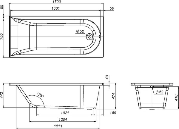 Изображение товара Ванна акриловая AM.PM Spirit W72A-170-075W-A2 (с каркасом и экраном)