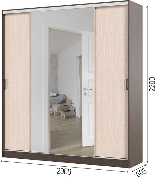 Изображение товара Шкаф-купе Стендмебель Альянс 2.0 (дуб белфорт/венге)