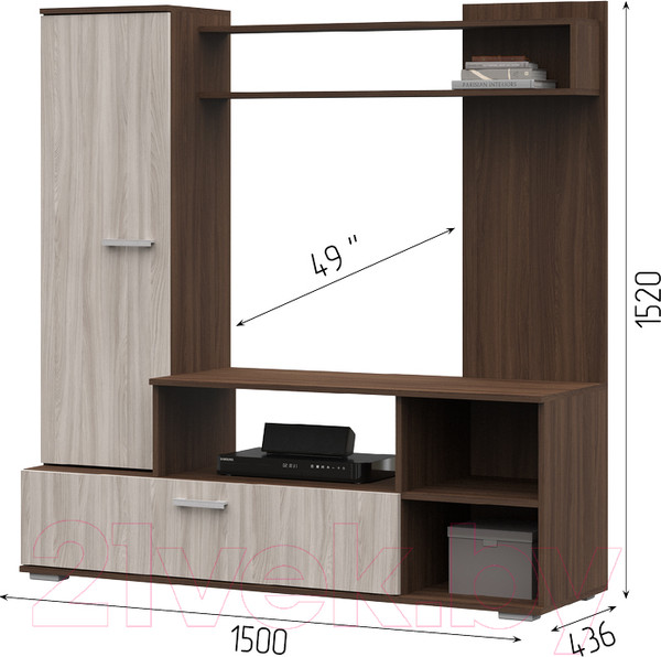Изображение товара Стенка Стендмебель Лима (ясень шимо светлый/ясень шимо темный)