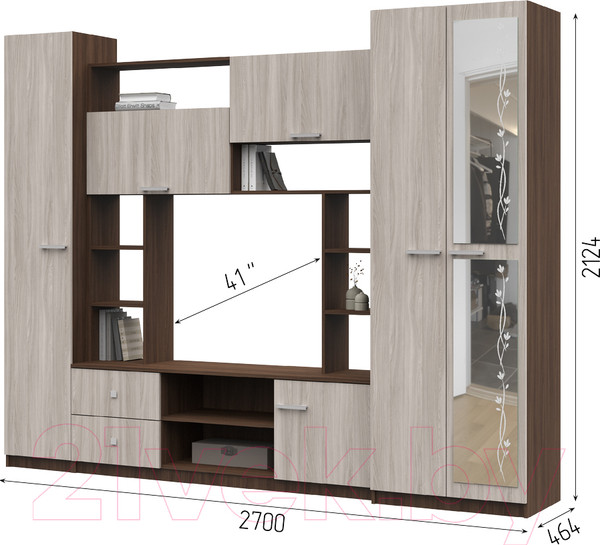Изображение товара Стенка Стендмебель Марта-М (ясень шимо светлый/ясень шимо темный)