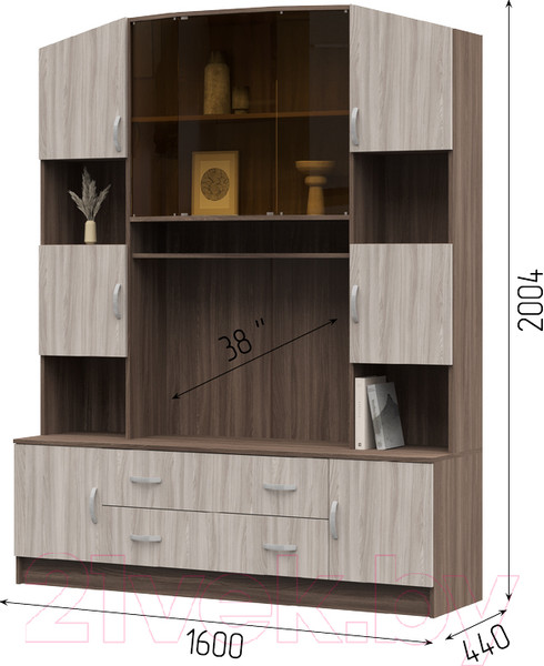 Изображение товара Стенка Стендмебель Макарена ЛДСП ТВ-301 (ясень шимо светлый/ясень шимо темный)