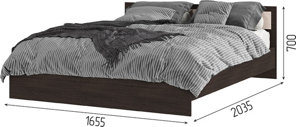 Изображение товара Двуспальная кровать Стендмебель Гармония КР-601 160 (дуб белфорт/венге)