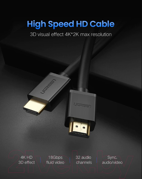 Изображение товара Кабель Ugreen HD104 / 10106 (1м, черный)