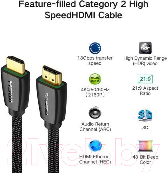 Изображение товара Кабель Ugreen HD118 / 40414 (10м, черный)