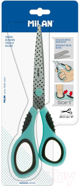 Изображение товара Ножницы канцелярские Milan Soft / BWM10150DB (бирюзовый/черный)