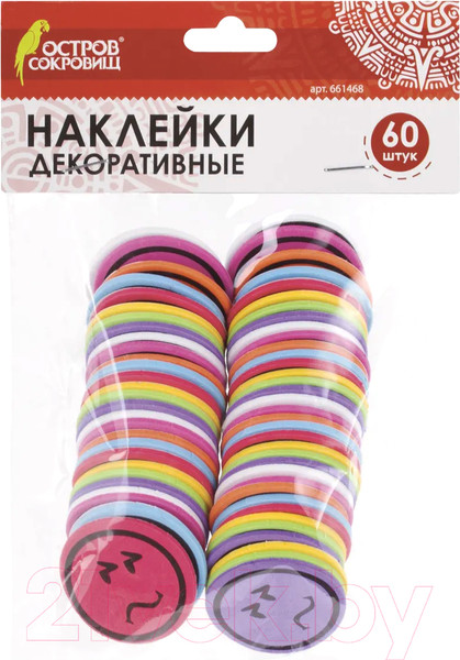 Изображение товара Набор наклеек для декорирования Остров Сокровищ Смайлики / 661468 (60шт)