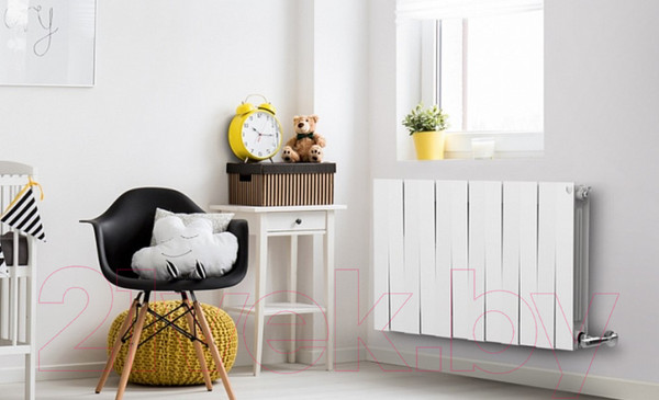 Изображение товара Радиатор биметаллический Royal Thermo PianoForte 500 Bianco Traffico (8 секций, с монтажным комплектом, кронштейном и кранами)