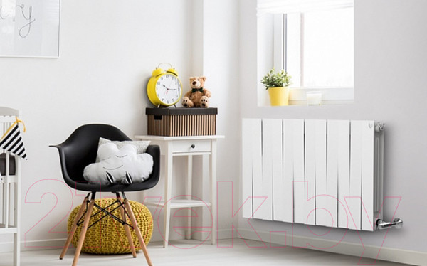 Изображение товара Радиатор биметаллический Royal Thermo PianoForte 500 Bianco Traffico (6 секций, с монтажным комплектом и угловыми кранами)