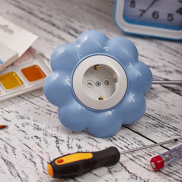 Изображение товара Розетка Kranz Happy Цветок KR-78-0628 (белый/голубой)