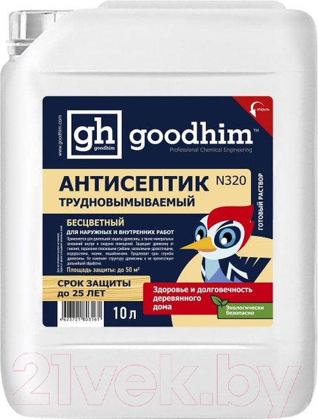 Изображение товара Антисептик для древесины GoodHim Трудновымываемый N320 / 3161 (10л, бесцветный)