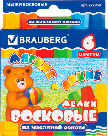 Изображение товара Восковые мелки Brauberg 222969 (6цв)