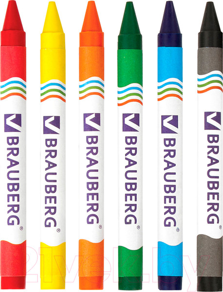 Изображение товара Восковые мелки Brauberg Пифагор / 222961 (6цв)