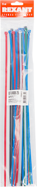 Изображение товара Стяжка для кабеля Rexant 07-0408-25 (25 шт, цветной)