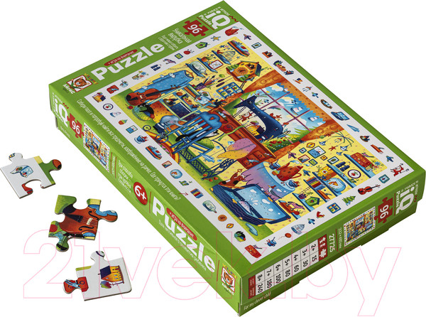 Изображение товара Пазл Айрис-пресс IQ с развивающей игрой. В гостях у портного / 9785811272334 (96эл)