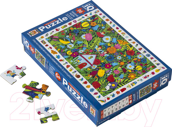 Изображение товара Пазл Айрис-пресс IQ с развивающей игрой. Домик в цветах / 9785811272204 (96эл)