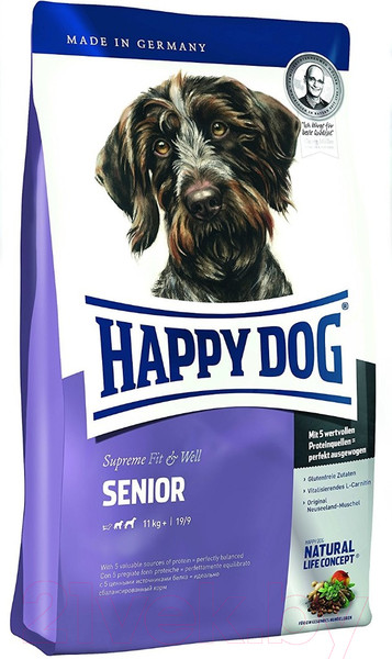 Изображение товара Сухой корм для собак Happy Dog Senior Птица, лосось, рыба, ягненок, мидии / 60767 (4кг)