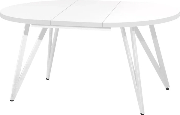 Изображение товара Обеденный стол Millwood Женева 3 Л раздвижной D100-140x100x76 (белый/металл белый)