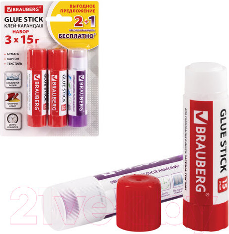 Изображение товара Клей-карандаш Brauberg 229474 (3шт)