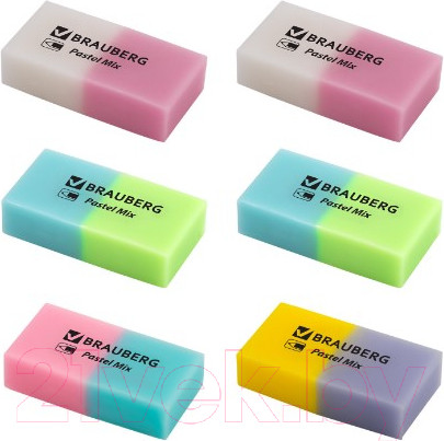 Изображение товара Набор ластиков Brauberg Pastel Mix / 229597 (6шт)