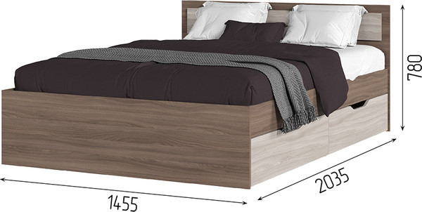 Изображение товара Полуторная кровать Стендмебель Гармония КР-605 140x200 (ясень шимо светлый/ясень шимо темный)