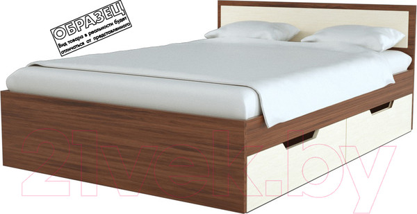 Изображение товара Односпальная кровать Стендмебель Гармония КР-608 90x200 (ясень шимо светлый/ясень шимо темный)
