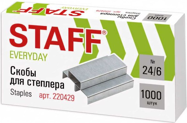 Изображение товара Скобы канцелярские Staff Everyday №24/6/ 220429 (1000шт)