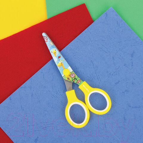 Изображение товара Ножницы канцелярские Brauberg Kid Series Жирафы / 232269 (желтый)