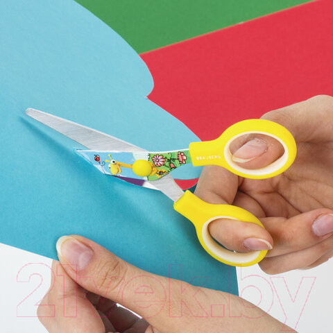 Изображение товара Ножницы канцелярские Brauberg Kid Series Жирафы / 232269 (желтый)