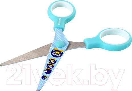 Изображение товара Ножницы канцелярские Brauberg Kid Series Пингвины / 232271 (голубой)