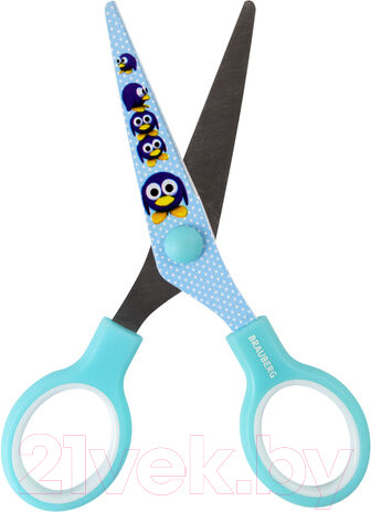 Изображение товара Ножницы канцелярские Brauberg Kid Series Пингвины / 232271 (голубой)