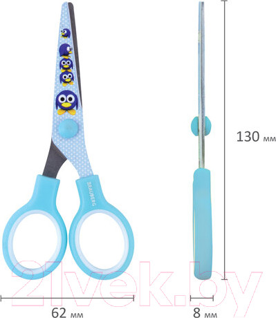 Изображение товара Ножницы канцелярские Brauberg Kid Series Пингвины / 232271 (голубой)