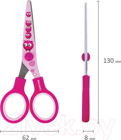 Изображение товара Ножницы канцелярские Brauberg Kid Series Поросята / 232272 (розовый)