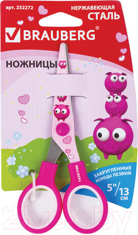 Изображение товара Ножницы канцелярские Brauberg Kid Series Поросята / 232272 (розовый)