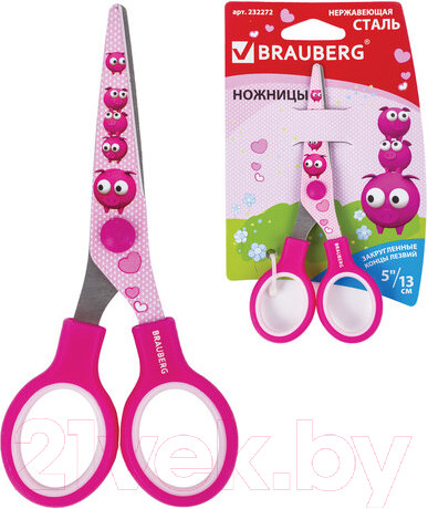 Изображение товара Ножницы канцелярские Brauberg Kid Series Поросята / 232272 (розовый)