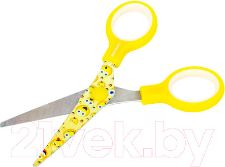 Изображение товара Ножницы канцелярские Brauberg Kid Series Смайлики / 232274 (желтый/белый)