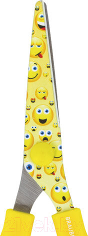 Изображение товара Ножницы канцелярские Brauberg Kid Series Смайлики / 232274 (желтый/белый)