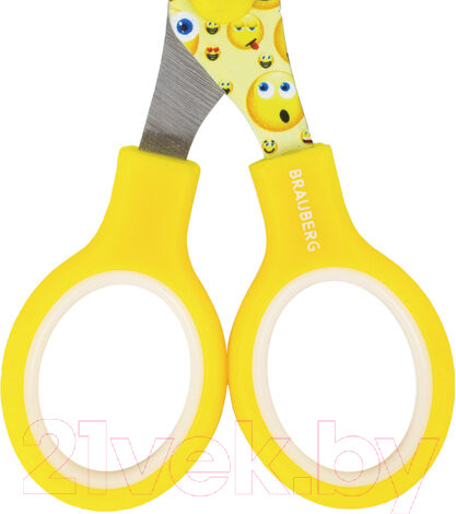 Изображение товара Ножницы канцелярские Brauberg Kid Series Смайлики / 232274 (желтый/белый)