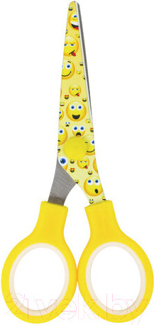 Изображение товара Ножницы канцелярские Brauberg Kid Series Смайлики / 232274 (желтый/белый)